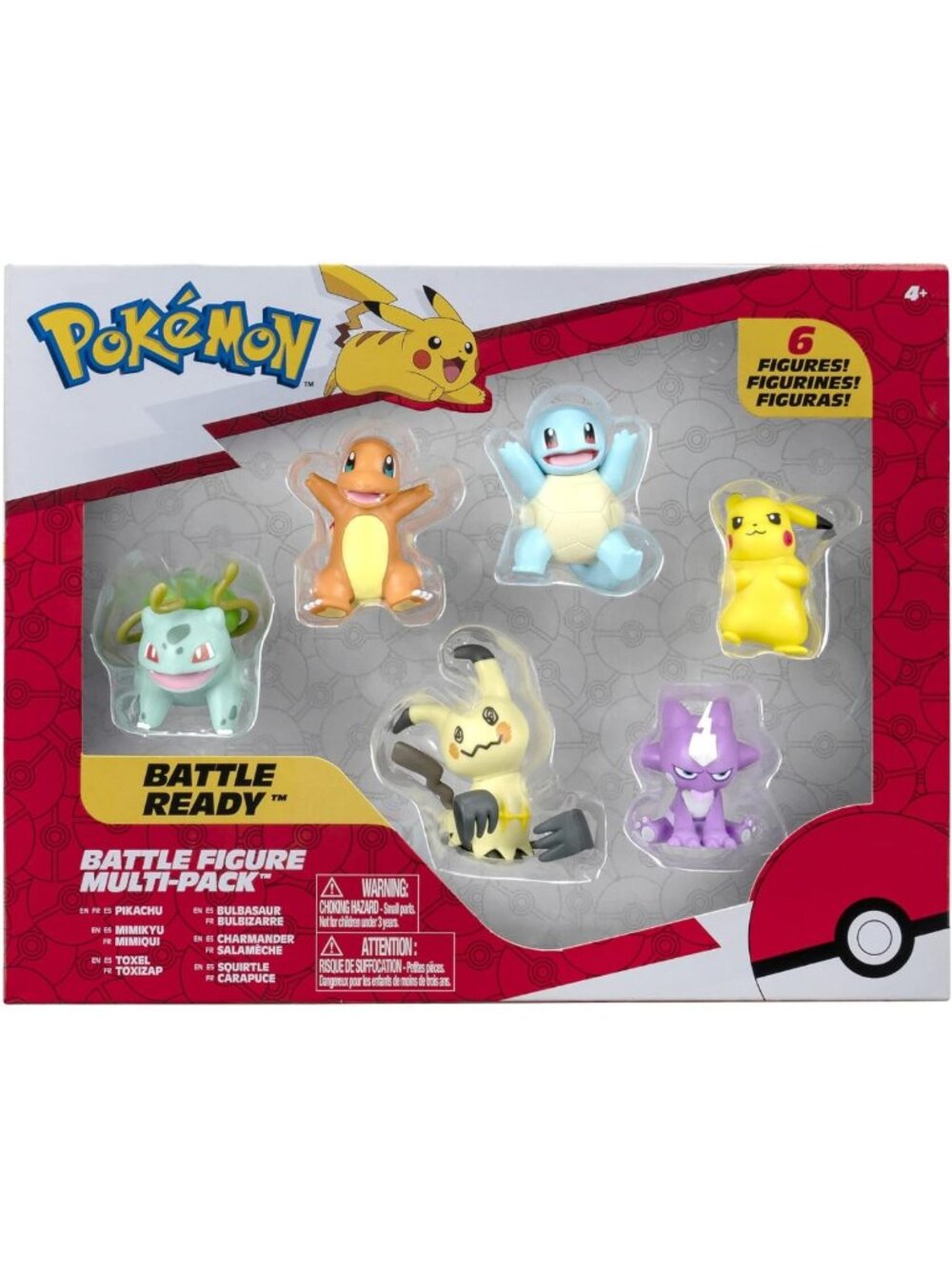 6-Pack Pokémon Battle Figures - 2-Inch Pikachu, Squirtle, Charmander & More!